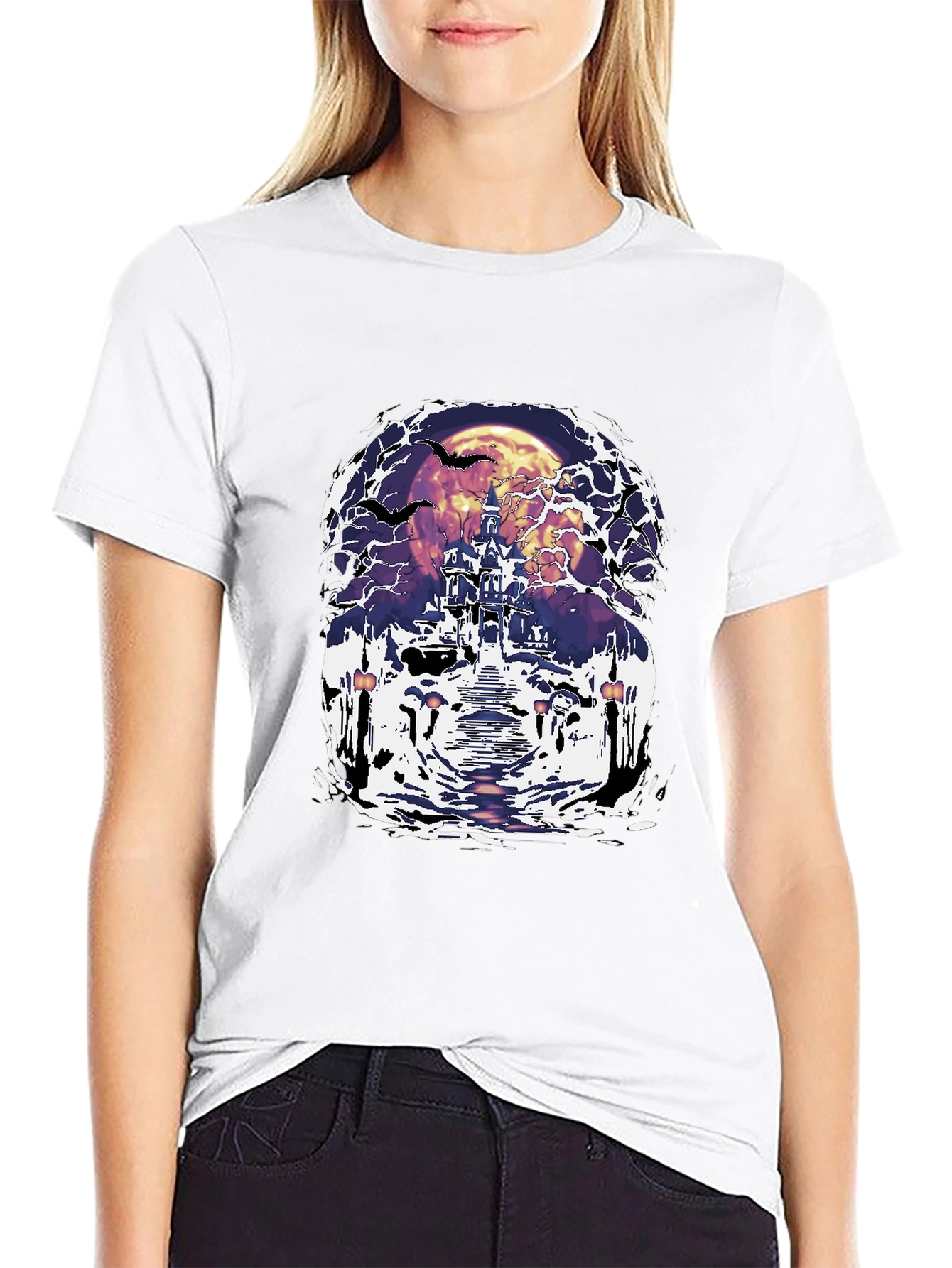 Spooky Castle Graphic Tee - Halloween Design