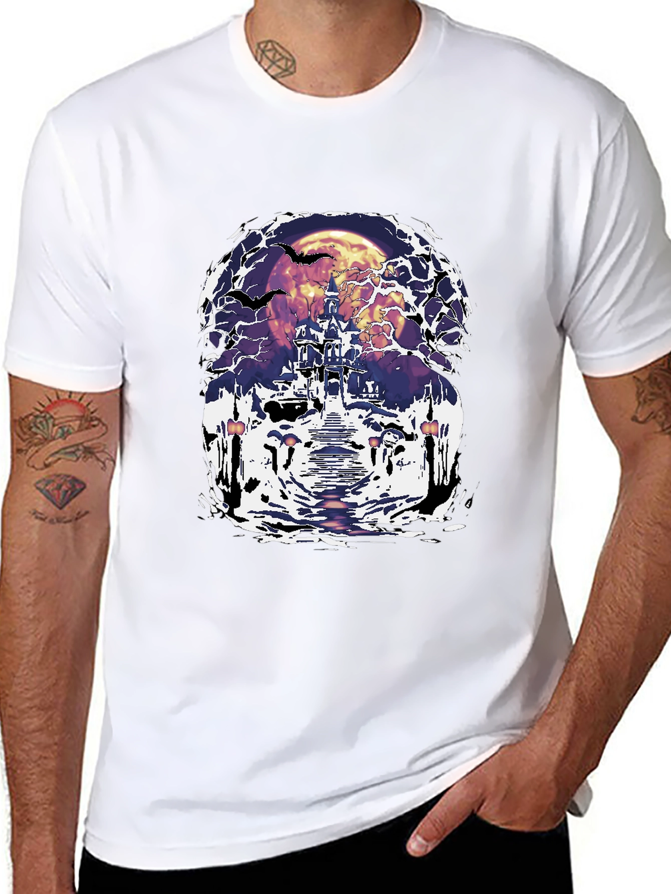 Spooky Castle Graphic Tee - Halloween Design
