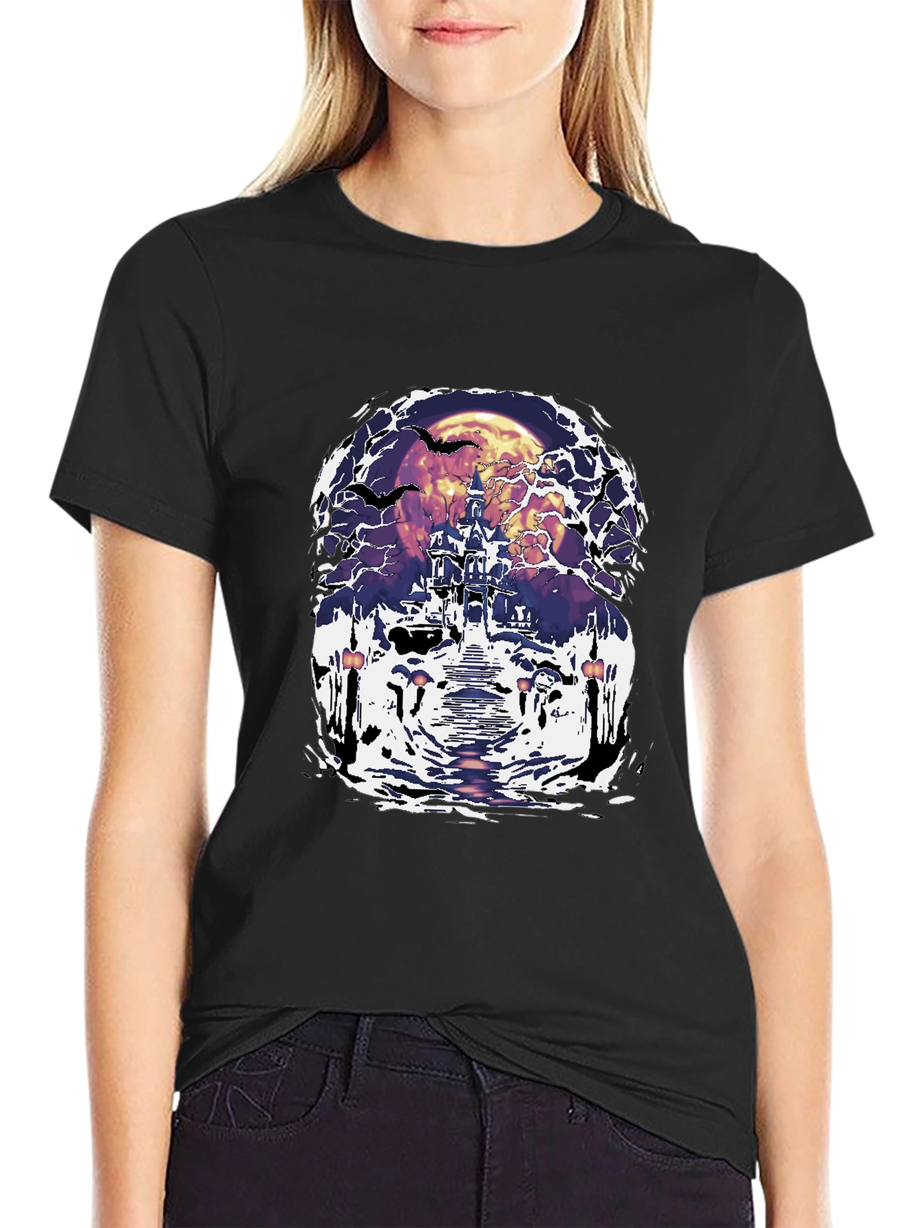 Spooky Castle Graphic Tee - Halloween Design