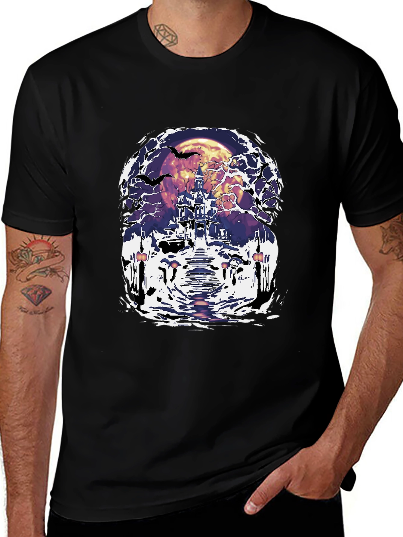 Spooky Castle Graphic Tee - Halloween Design