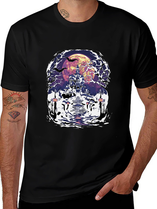 Spooky Castle Graphic Tee - Halloween Design