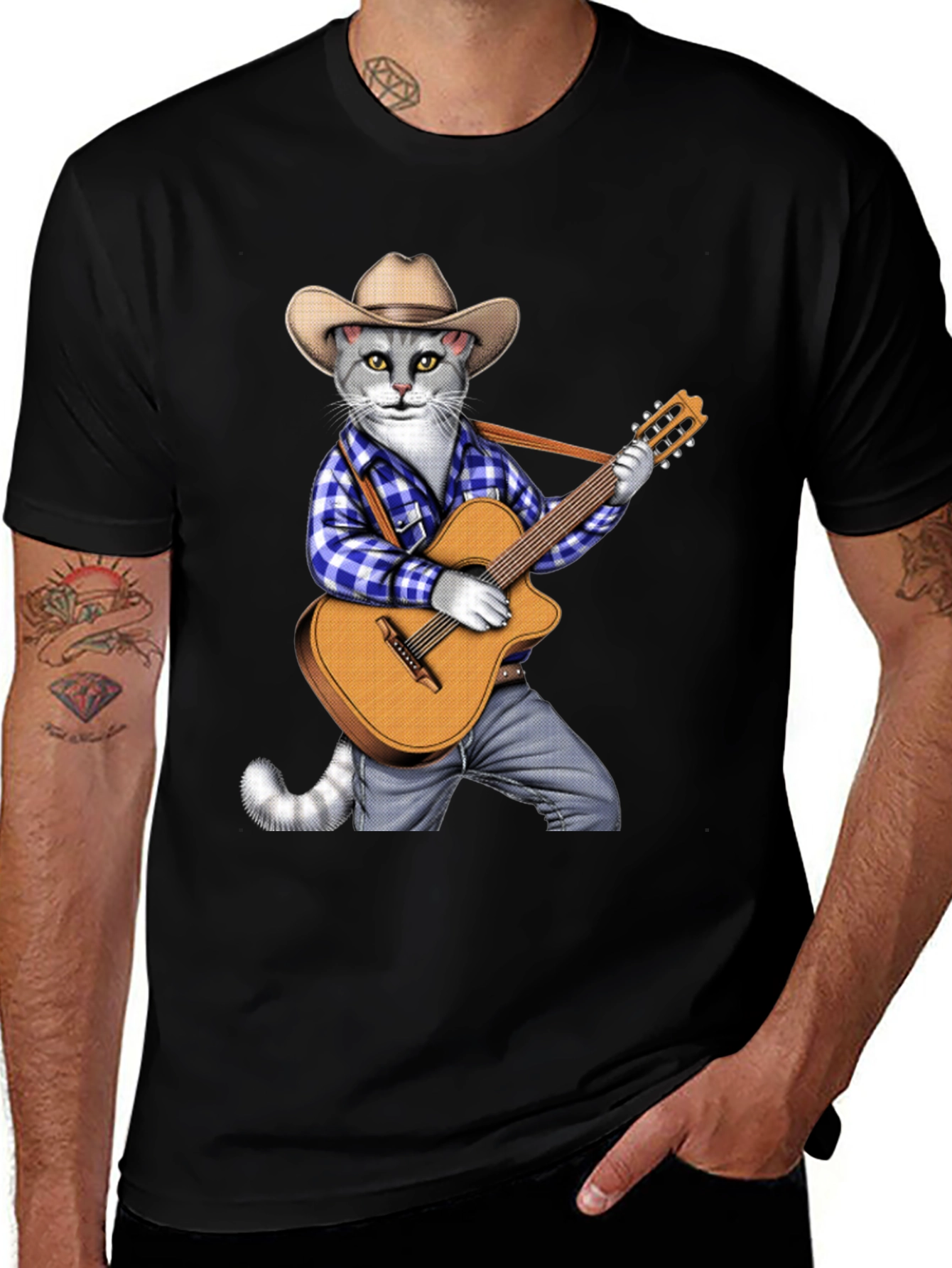 Cool Cat Guitarist Graphic Tee
