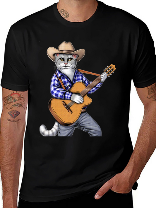 Cool Cat Guitarist Graphic Tee
