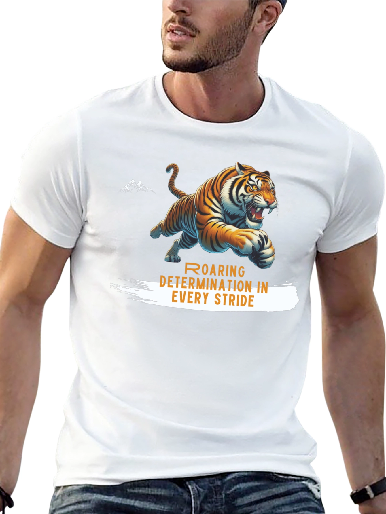 Roaring Determination Tiger Graphic T-Shirt