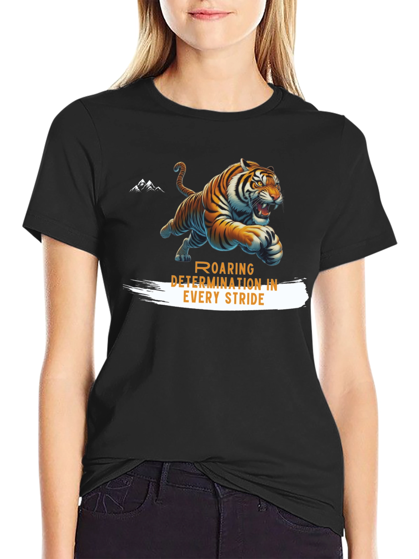 Roaring Determination Tiger Graphic T-Shirt