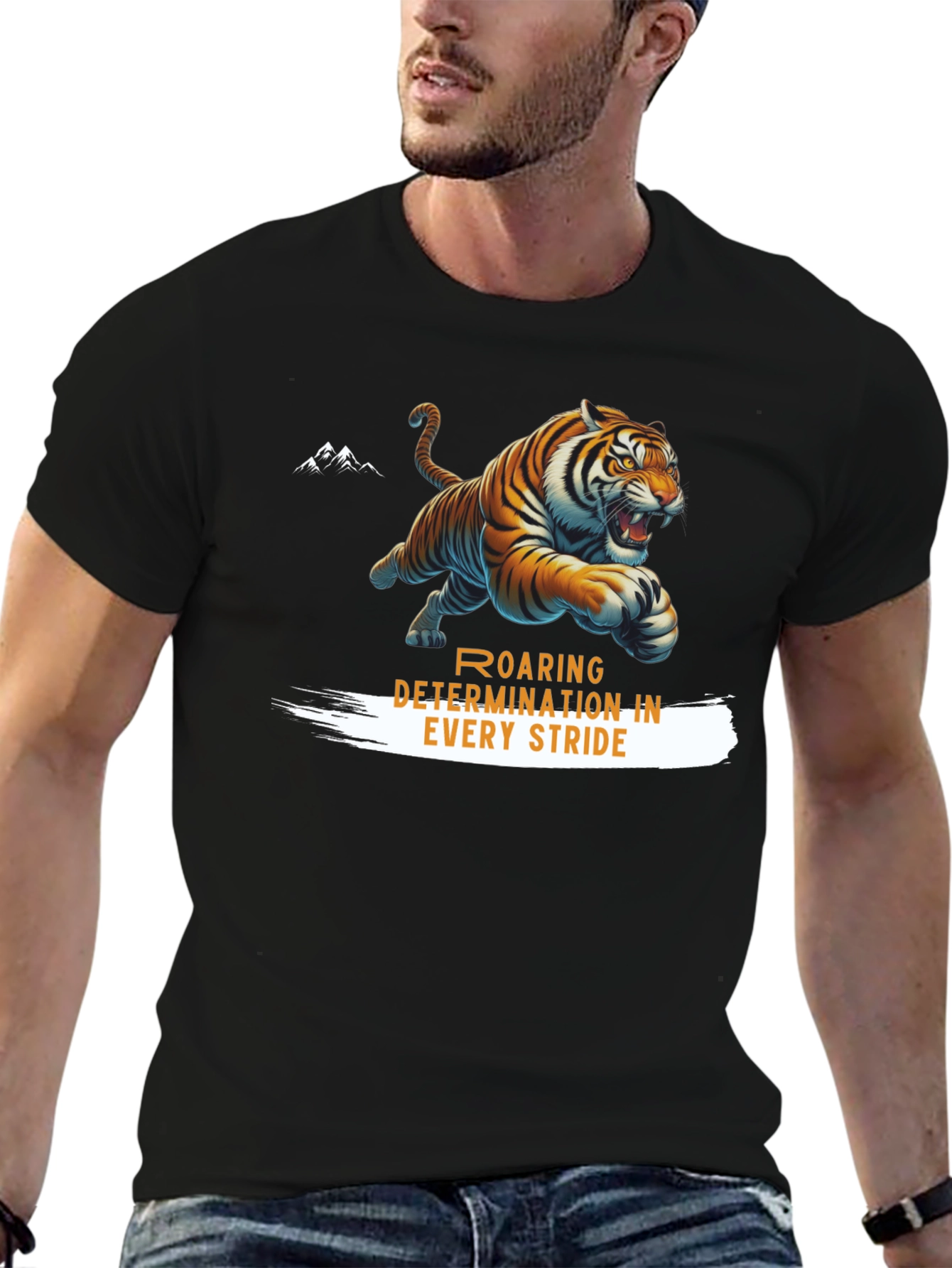 Roaring Determination Tiger Graphic T-Shirt