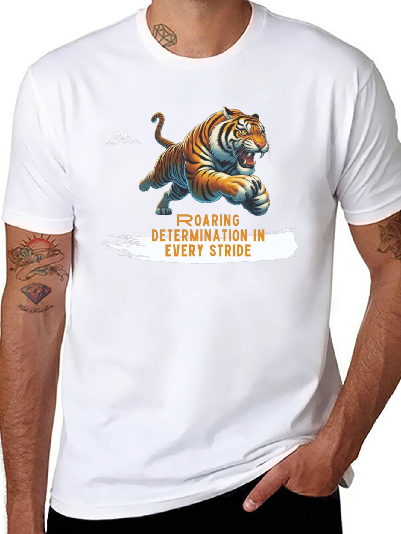 Roaring Determination Tiger Graphic T-Shirt