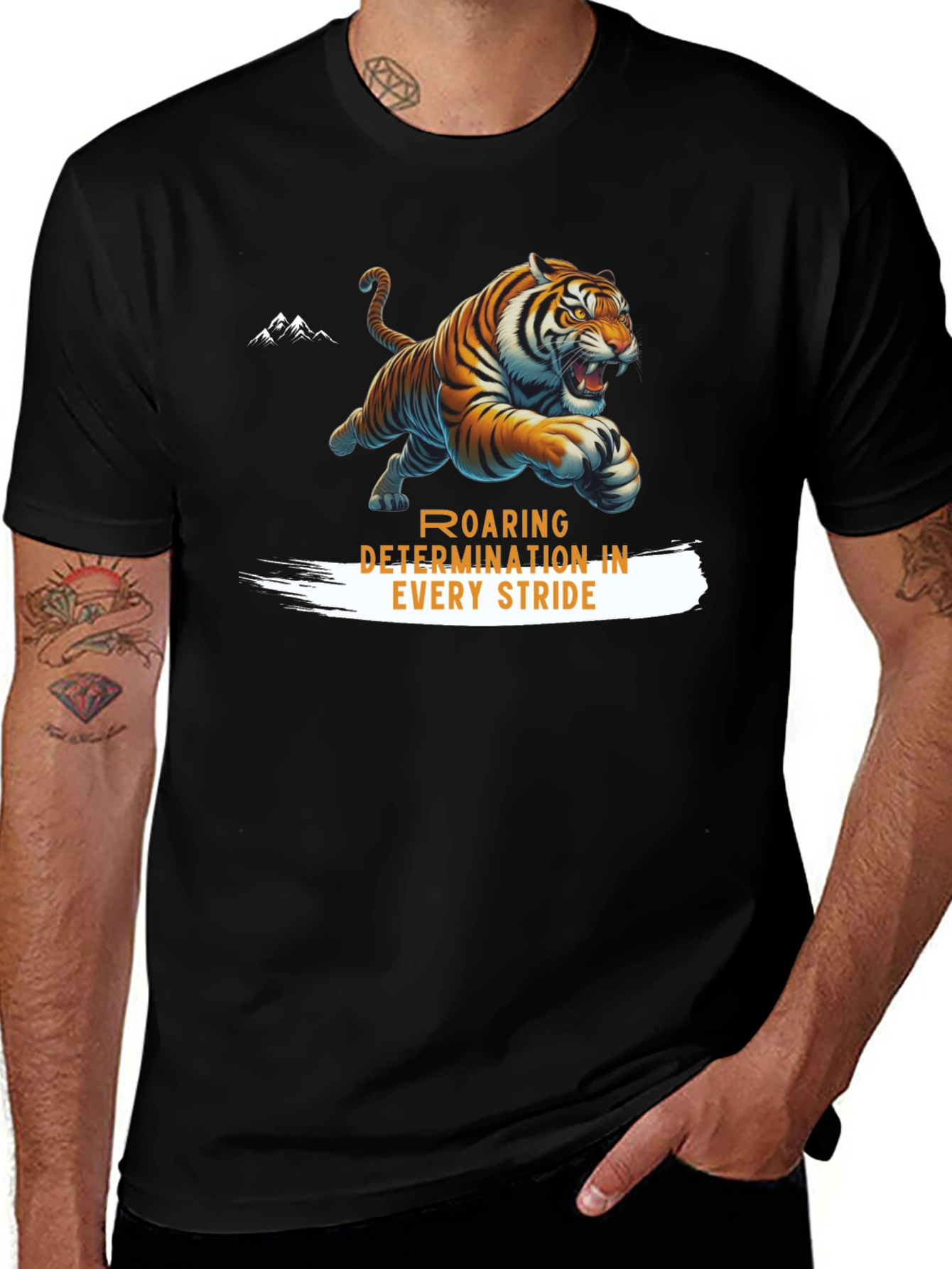 Roaring Determination Tiger Graphic T-Shirt