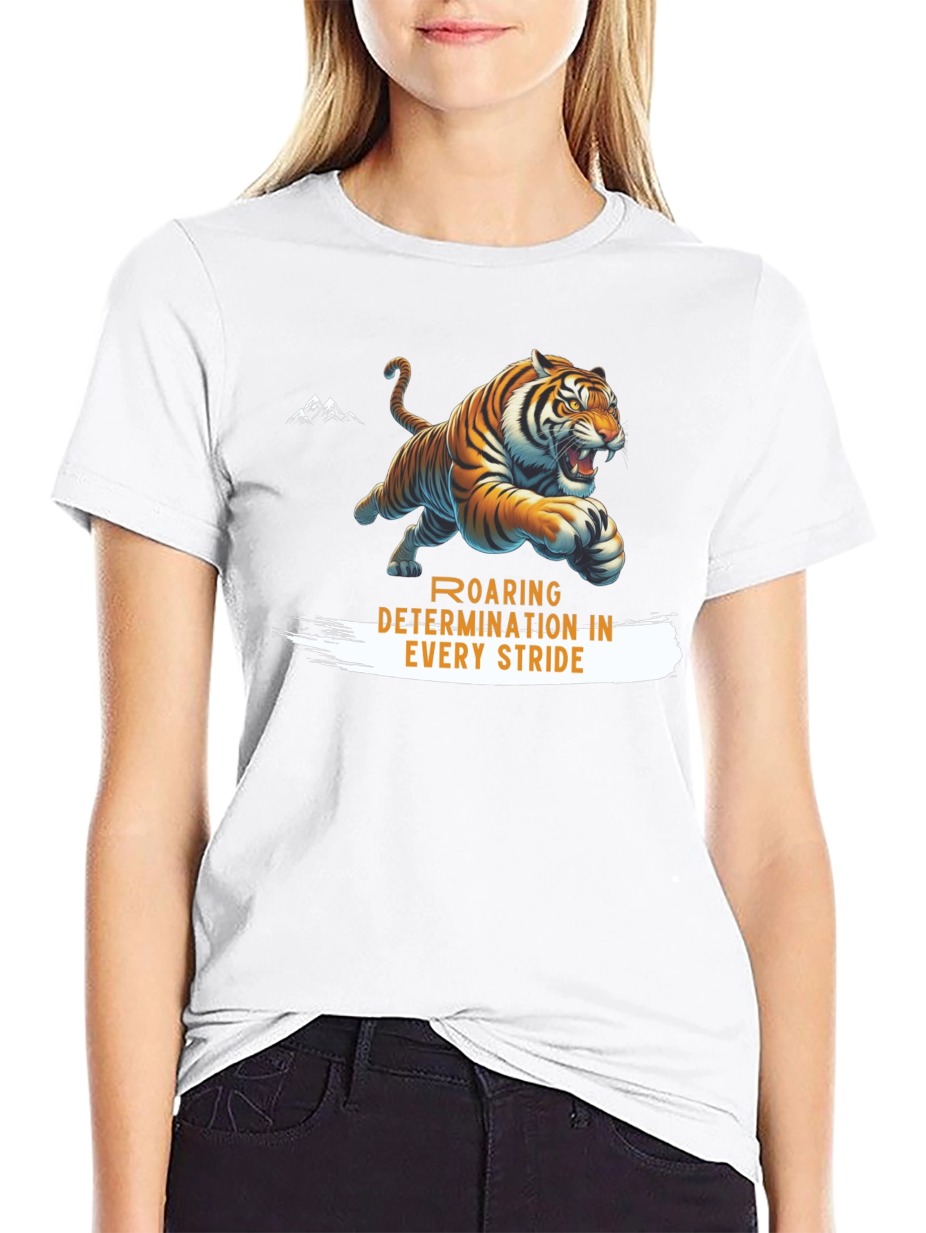 Roaring Determination Tiger Graphic T-Shirt