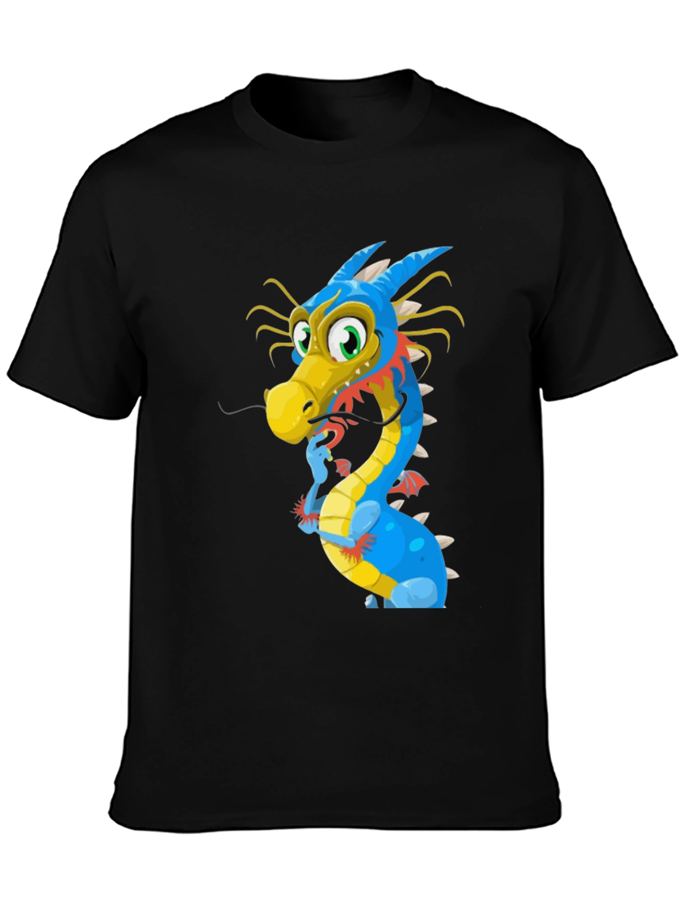 Dragon Cartoon Graphic T-Shirt - Black