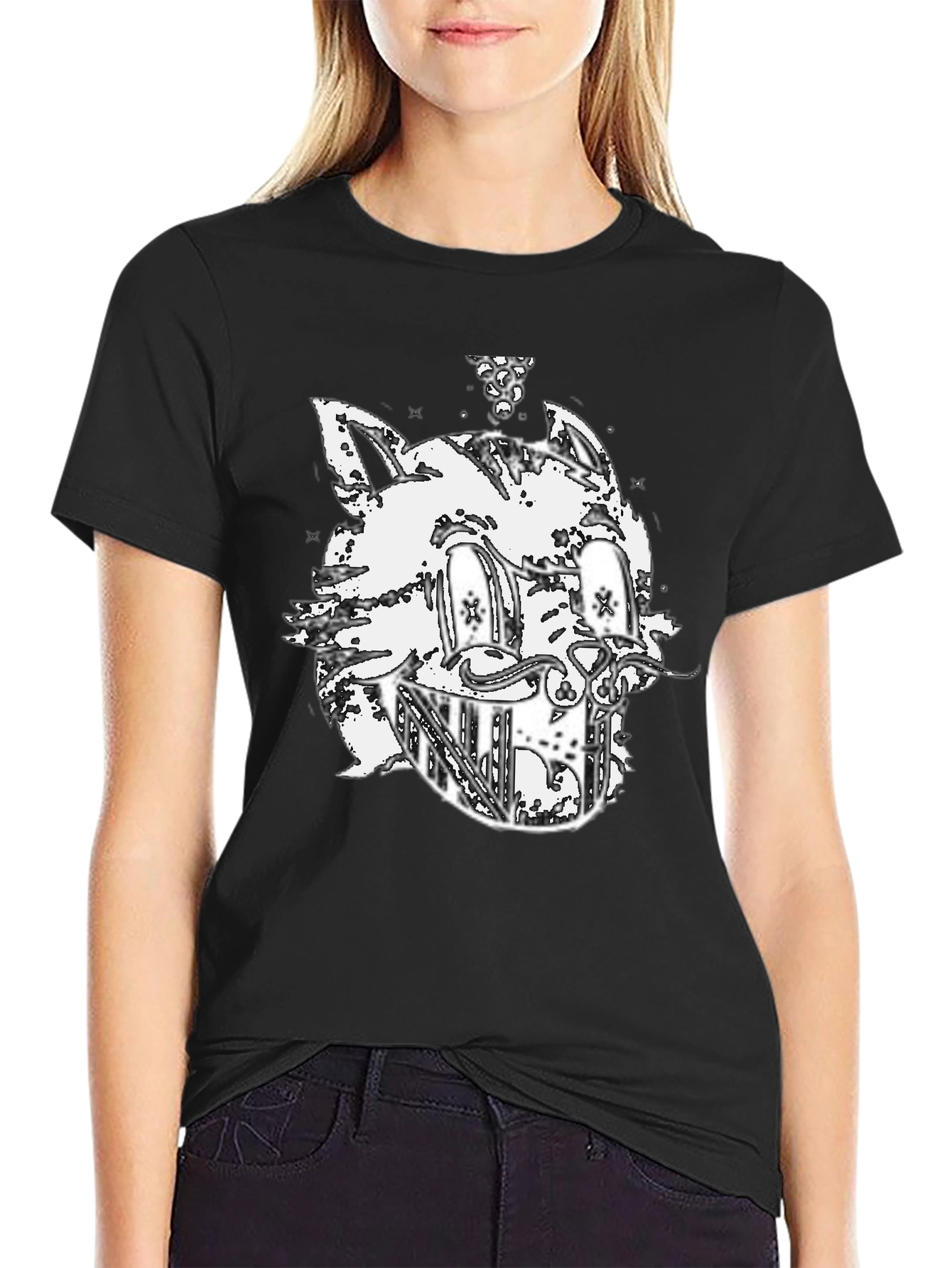 Cat Graphic Black T-Shirt