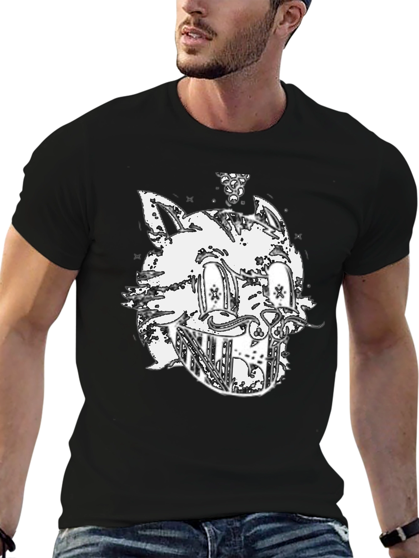 Cat Graphic Black T-Shirt