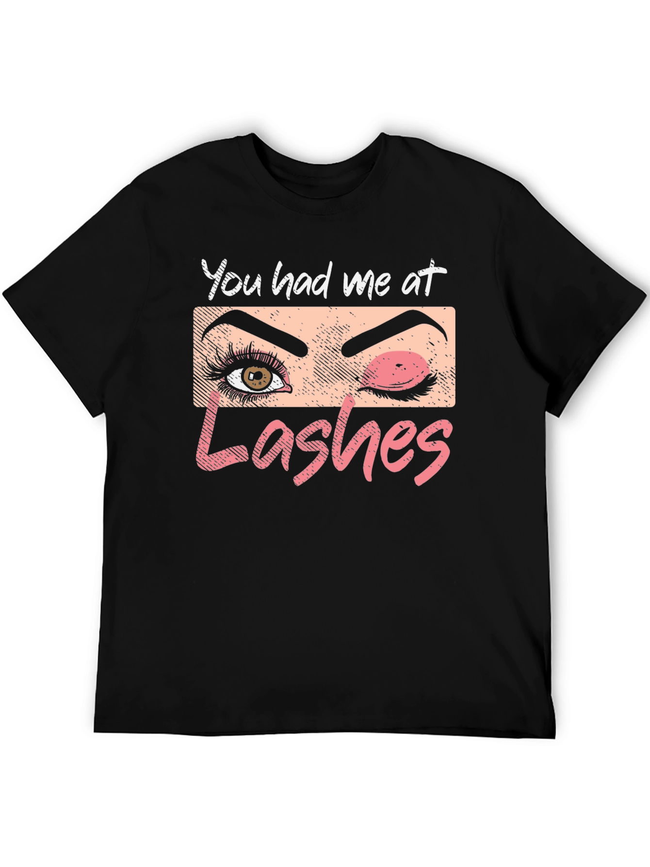 You Had Me At Lashes Graphic T-Shirt - Black