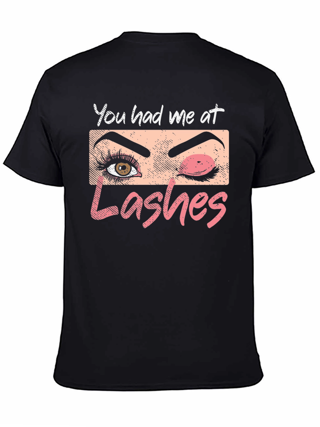 You Had Me At Lashes Graphic T-Shirt - Black