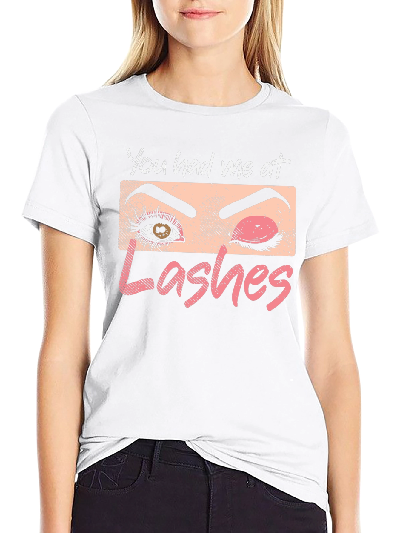 You Had Me At Lashes Graphic T-Shirt - Black