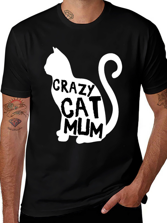 Crazy Cat Mum Black T-Shirt