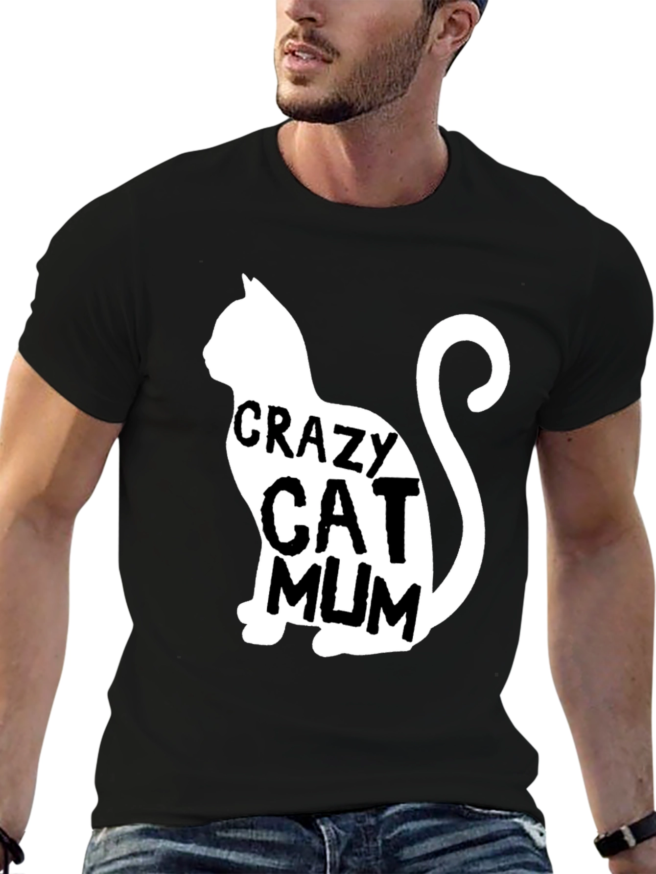 Crazy Cat Mum Black T-Shirt