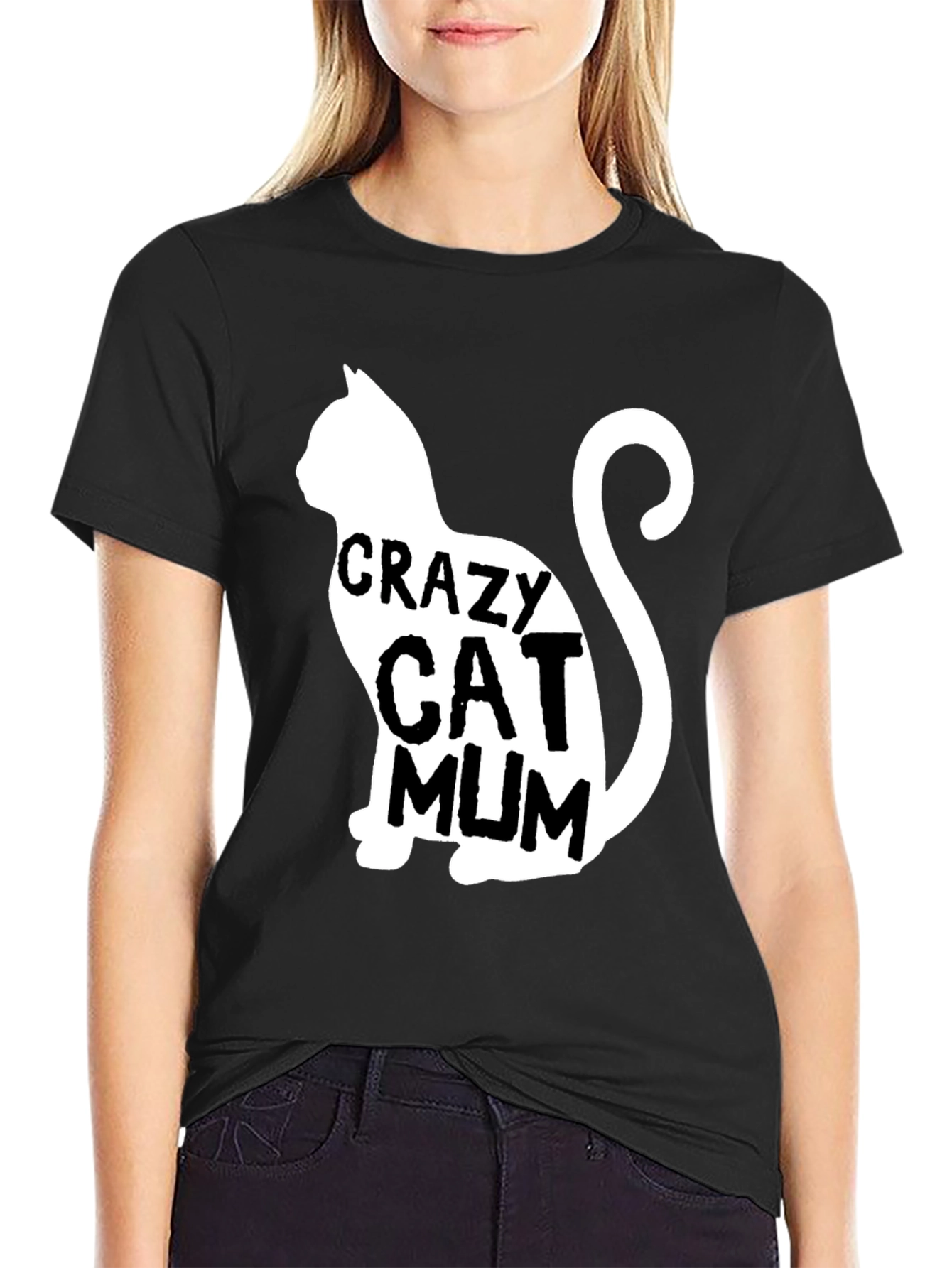 Crazy Cat Mum Black T-Shirt