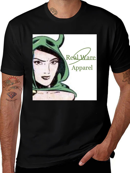Real Ware Apparel Black T-Shirt with Woman Graphic