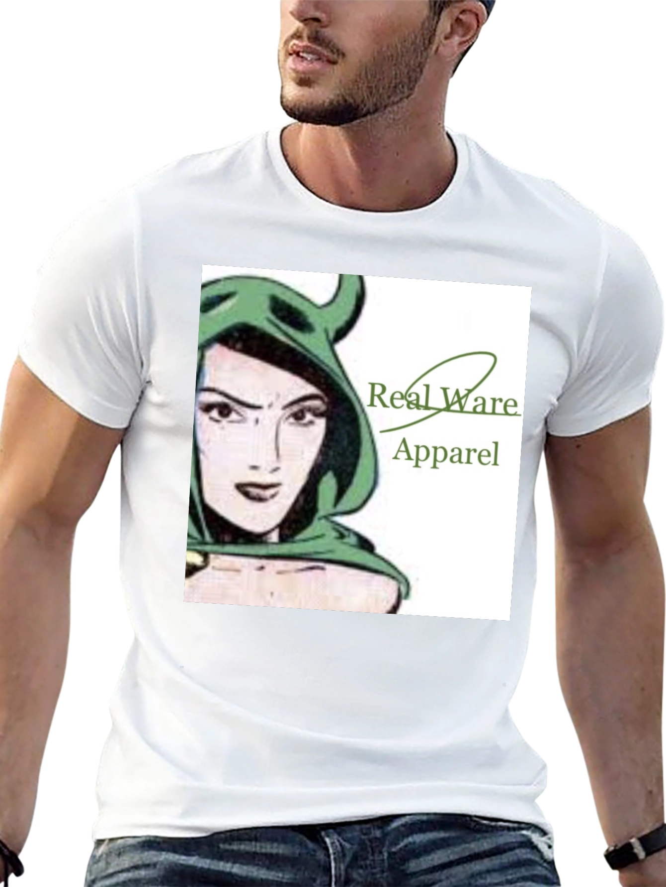 Real Ware Apparel Black T-Shirt with Woman Graphic