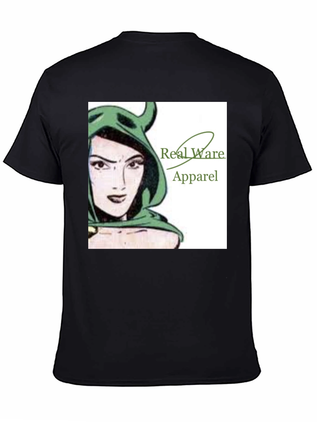 Real Ware Apparel Black T-Shirt with Woman Graphic