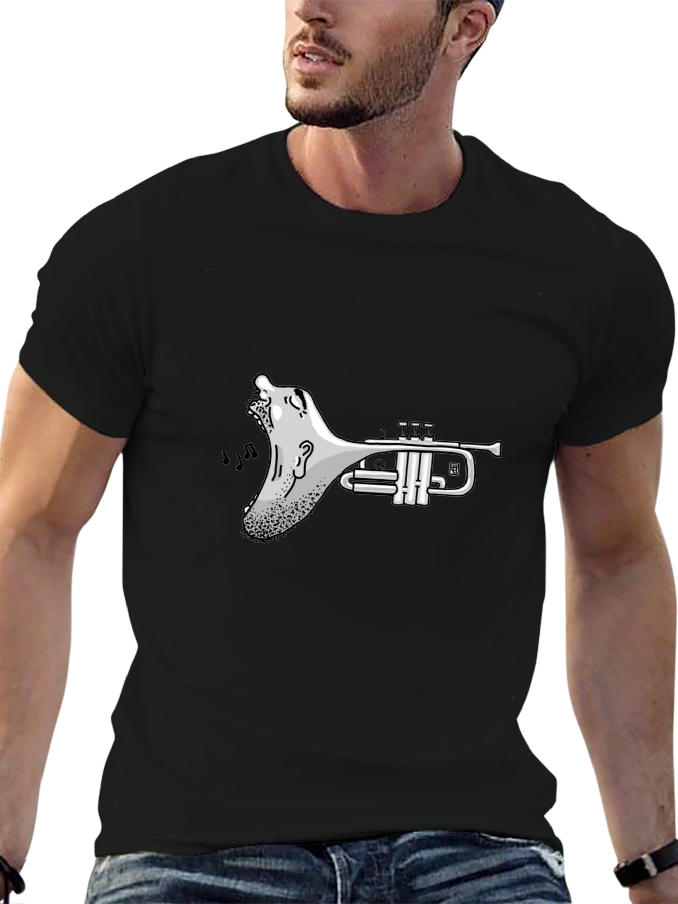 Trumpet Screaming Face Graphic T-Shirt