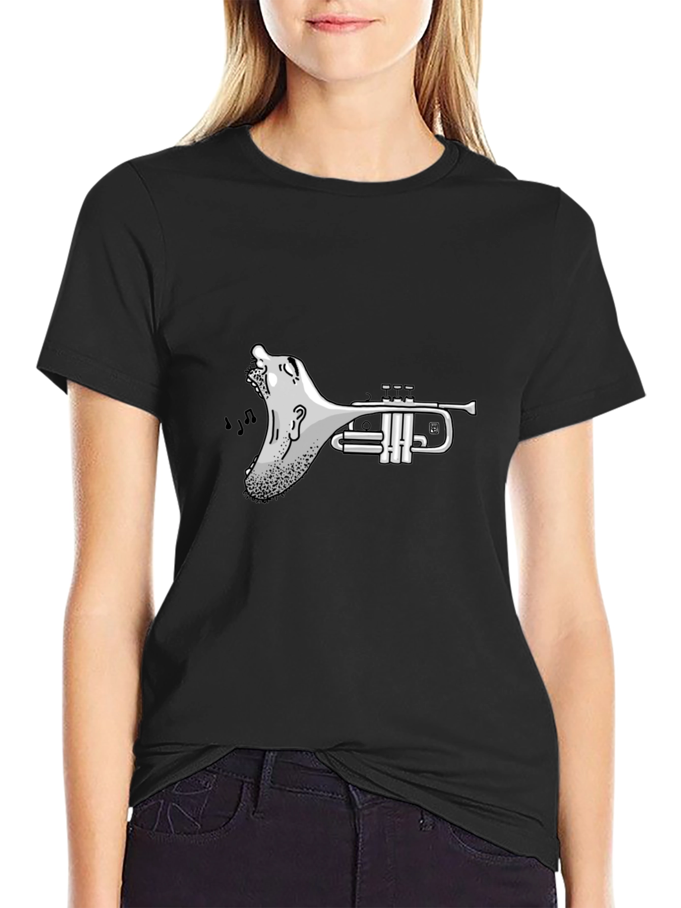 Trumpet Screaming Face Graphic T-Shirt