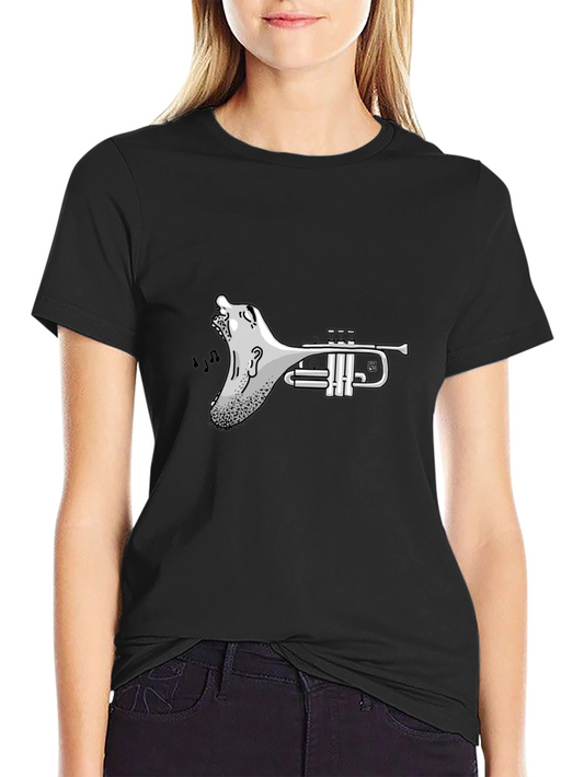 Trumpet Screaming Face Graphic T-Shirt