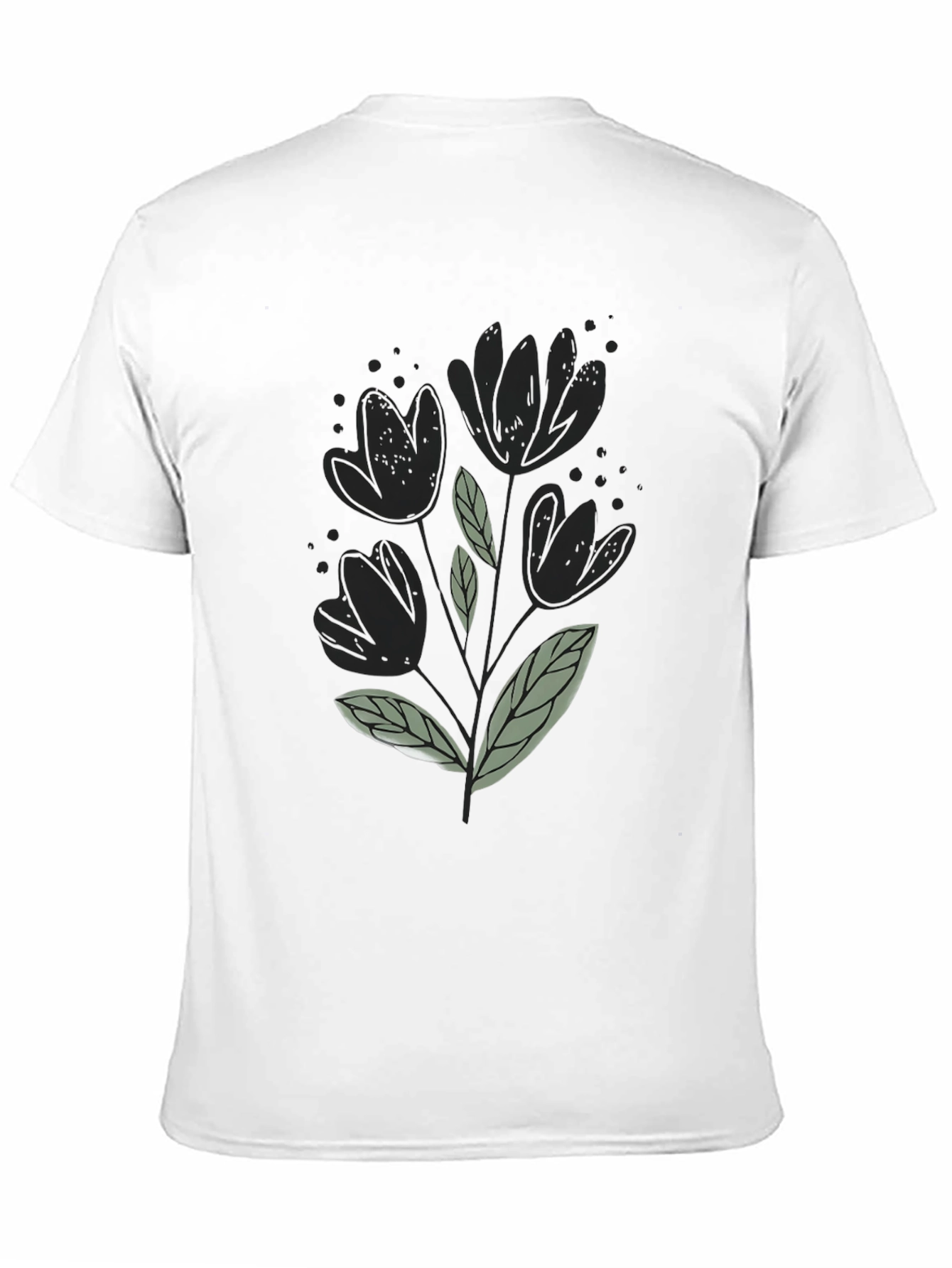 Black T-Shirt with Floral Design