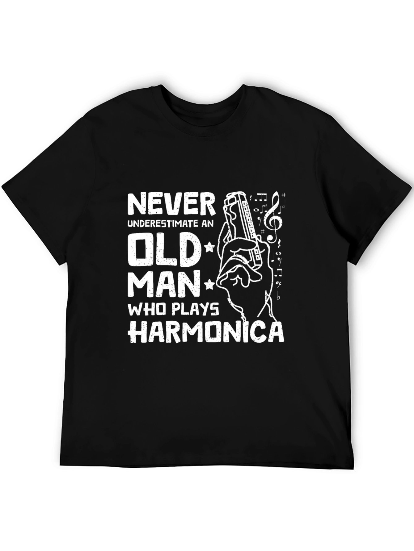 Never Underestimate Old Man Harmonica T-Shirt