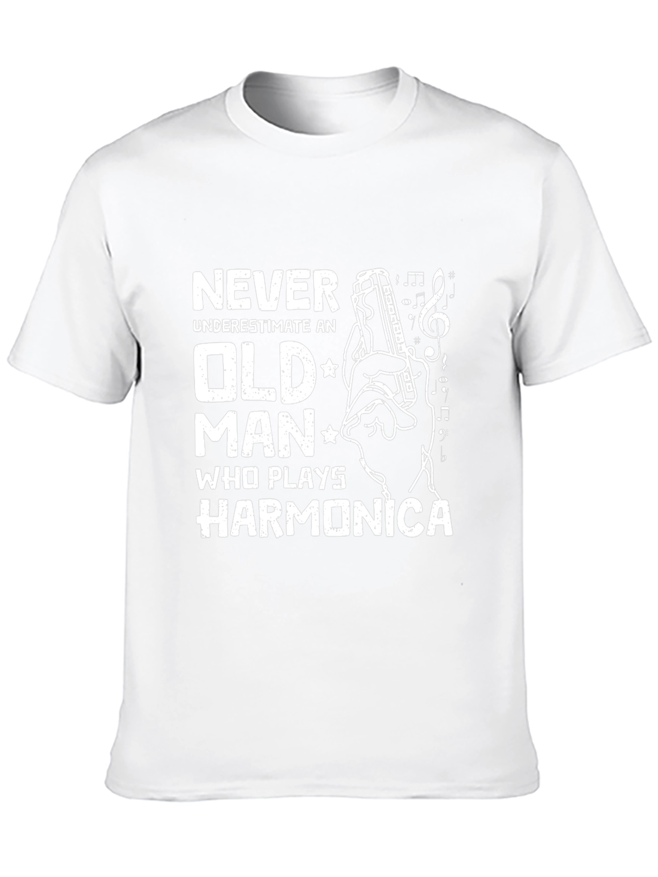 Never Underestimate Old Man Harmonica T-Shirt