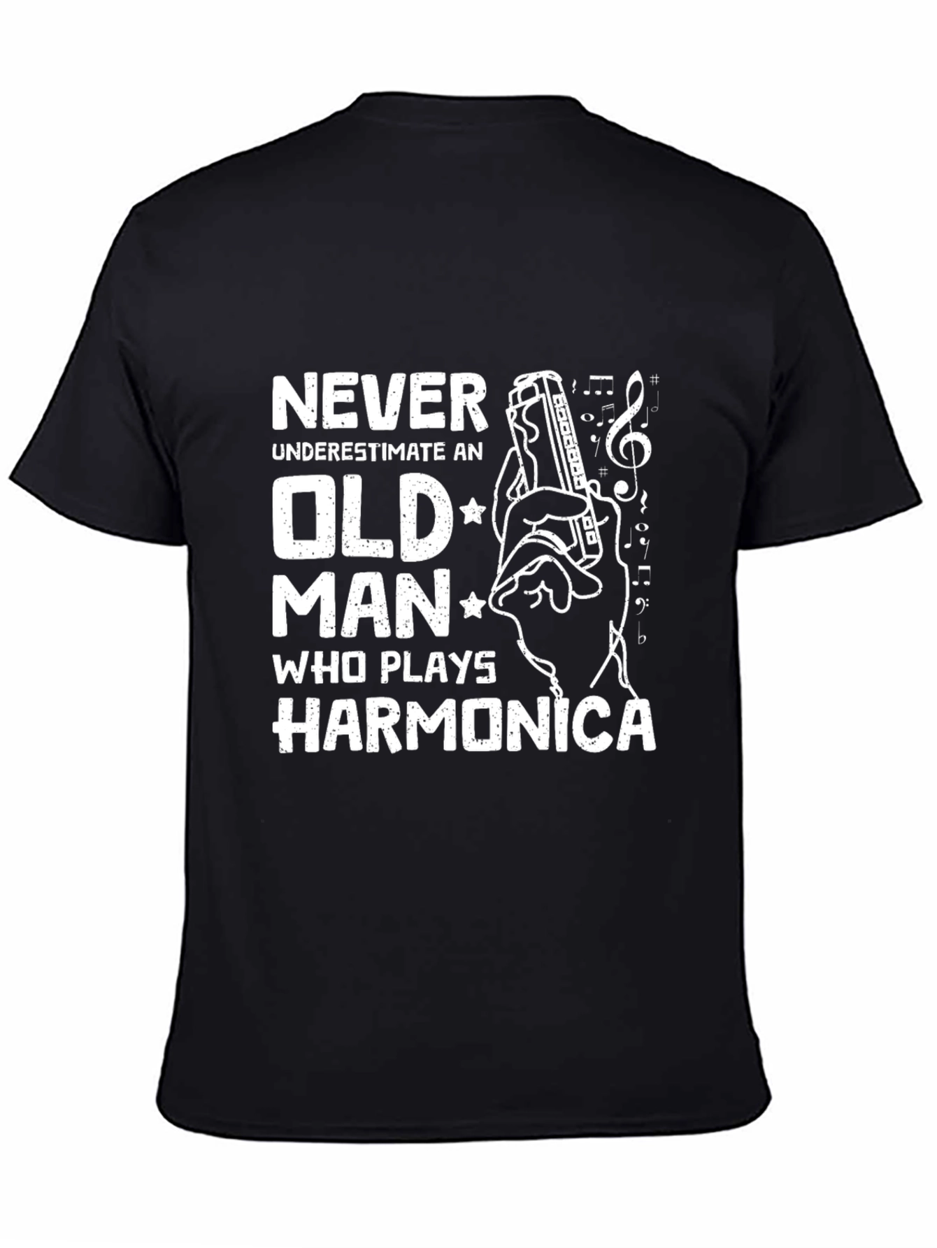 Never Underestimate Old Man Harmonica T-Shirt