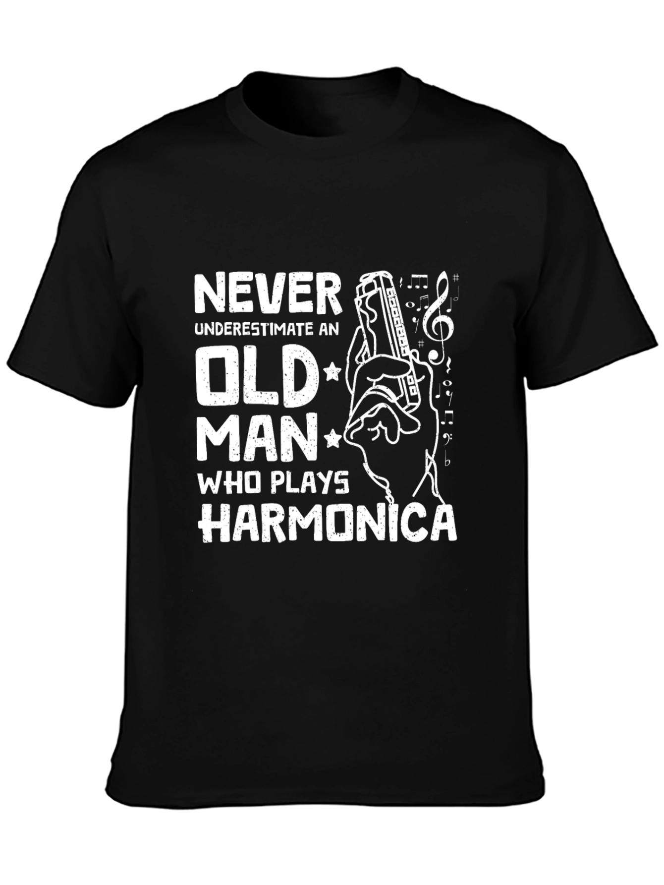 Never Underestimate Old Man Harmonica T-Shirt