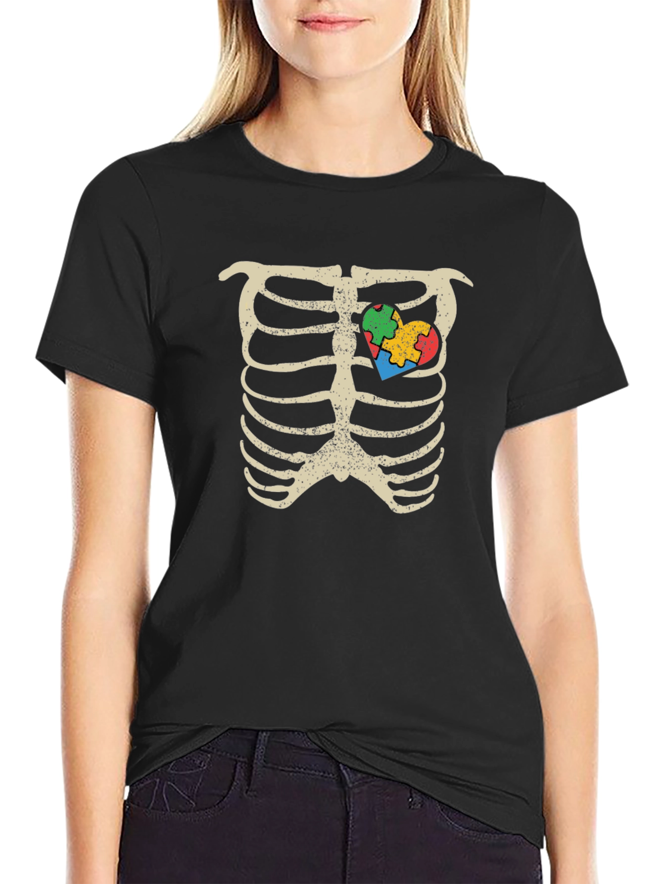 Rib Cage Autism Awareness Heart T-Shirt