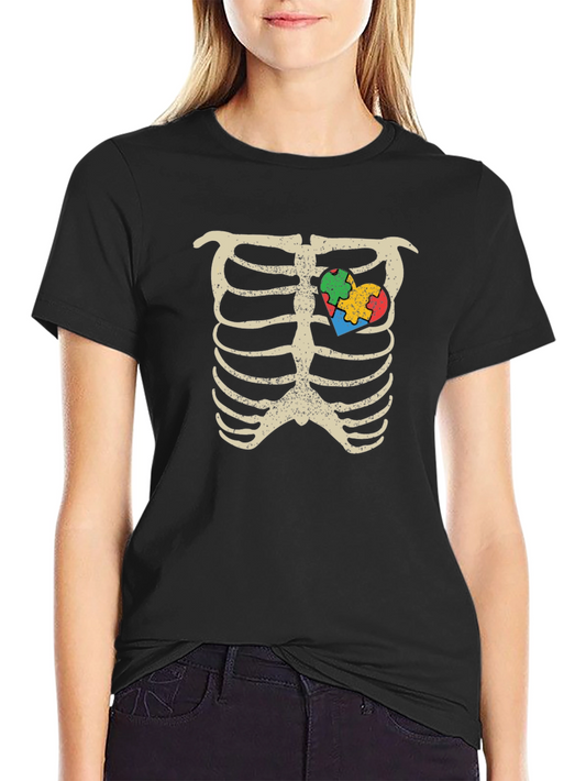 Rib Cage Autism Awareness Heart T-Shirt