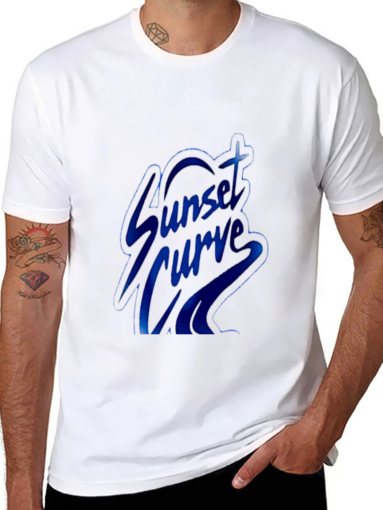 Sunset Curve Band Graphic Tee - Black Cotton