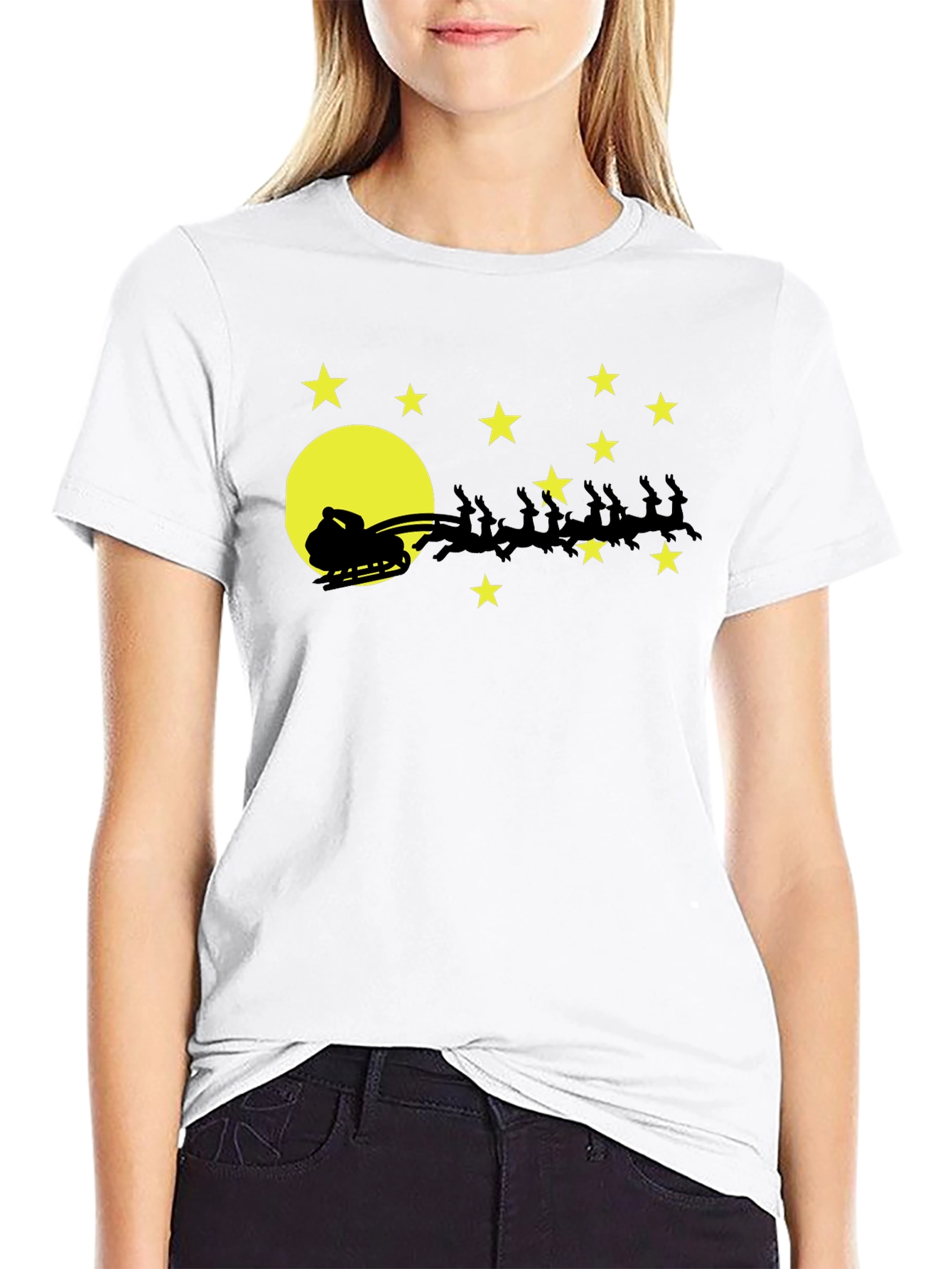 Santas Sleigh T-Shirt Christmas Holiday Tee
