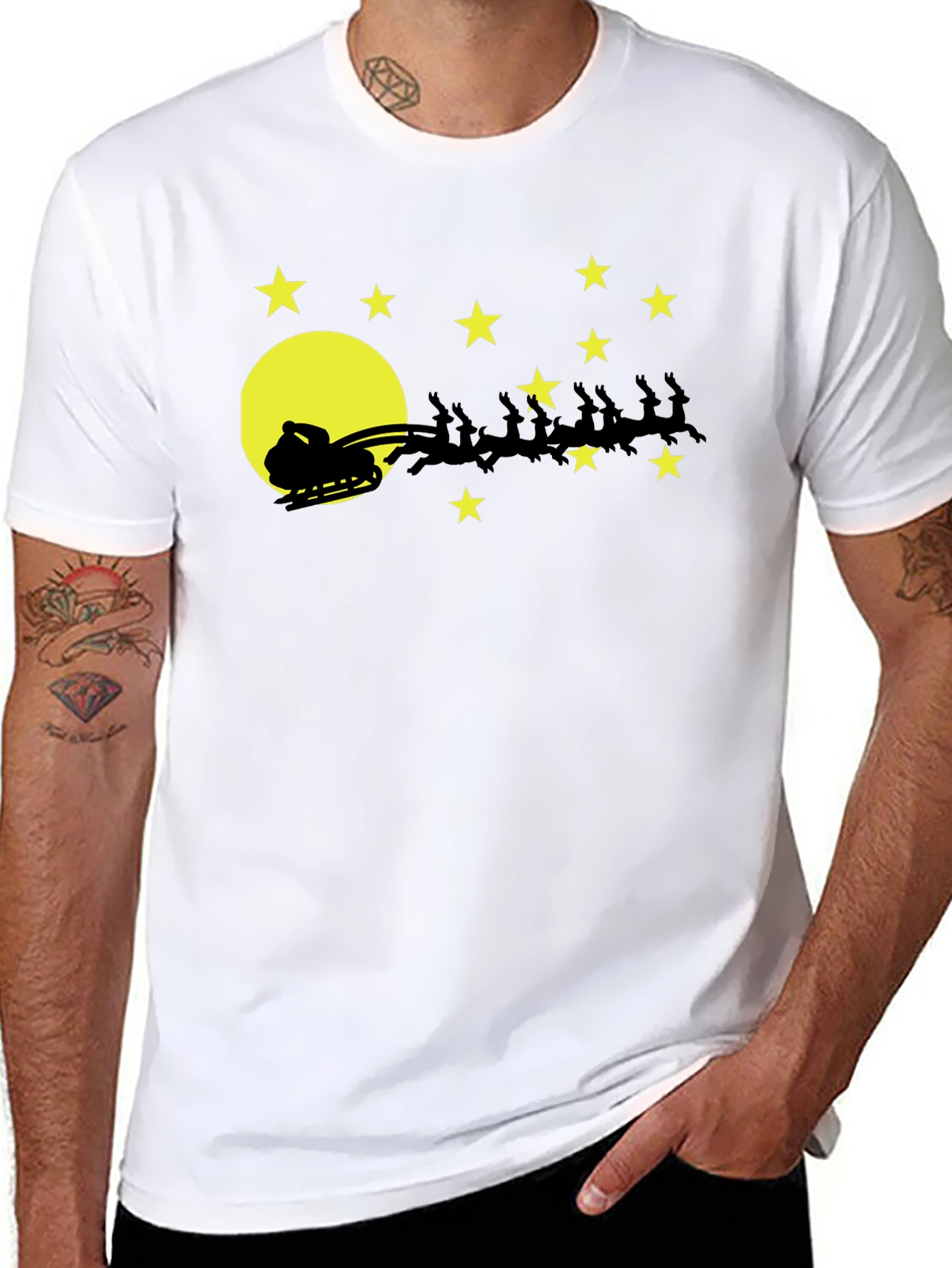 Santas Sleigh T-Shirt Christmas Holiday Tee