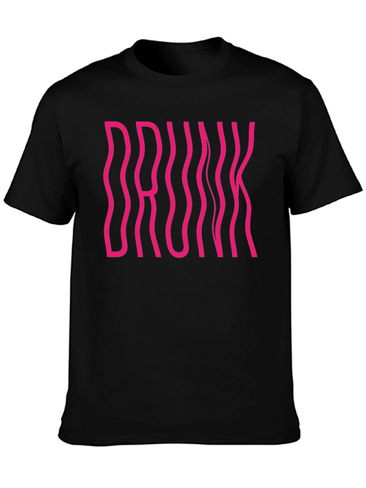 Drunk Graphic Tee - Black Cotton Crew Neck Shirt