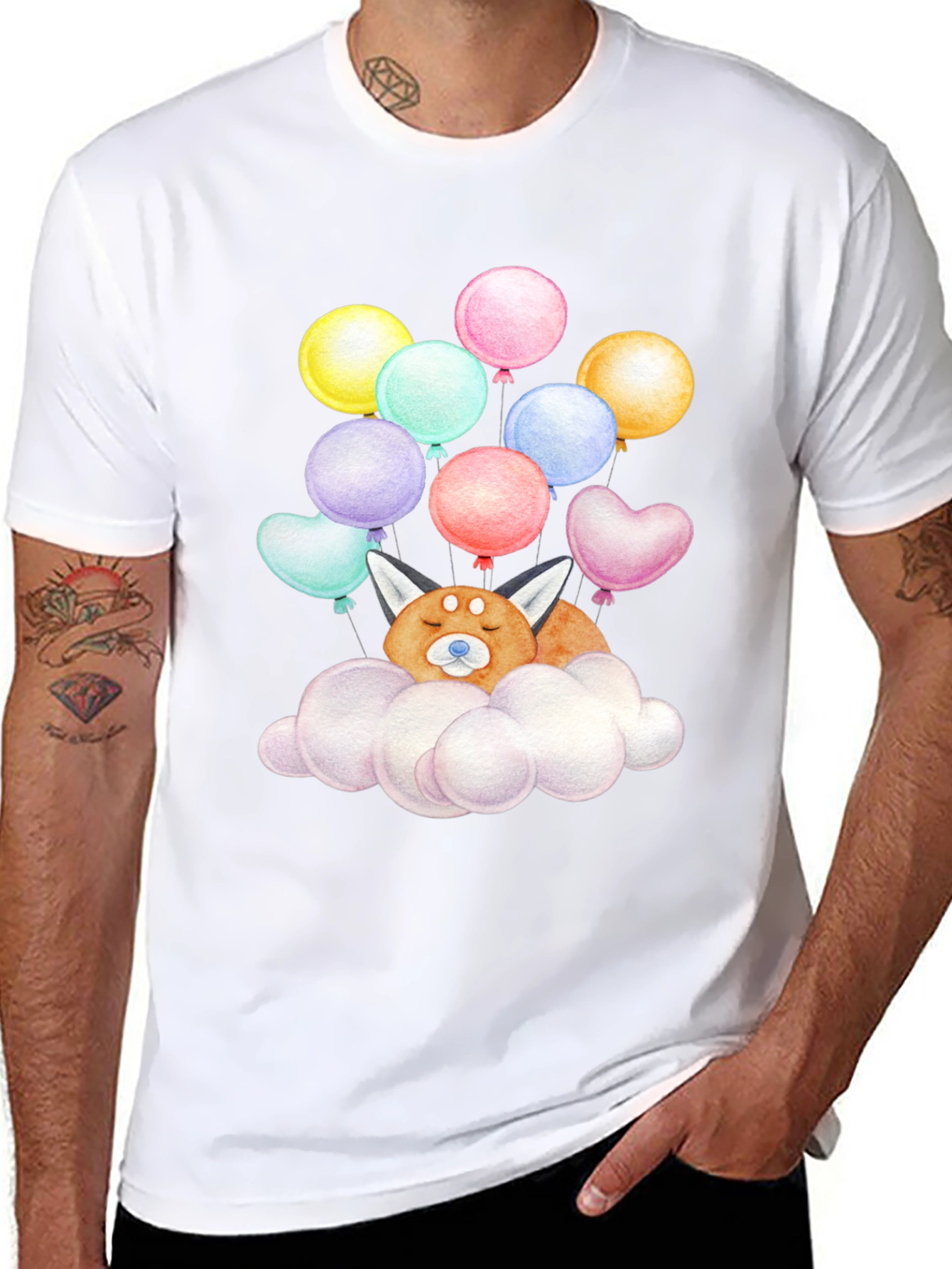Red Panda Cloud Balloons T-Shirt