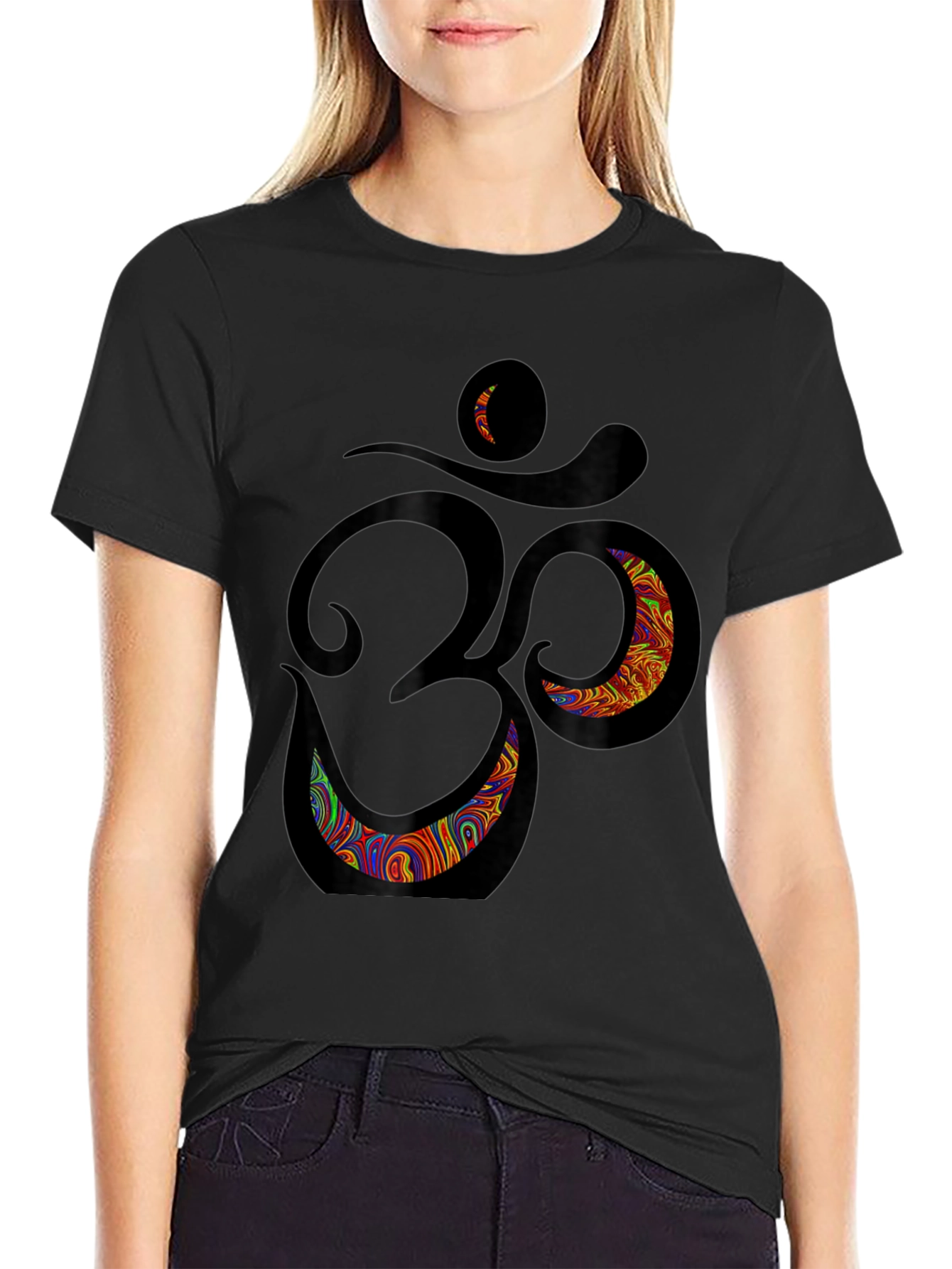 Om Psychedelic Graphic T-Shirt - Black