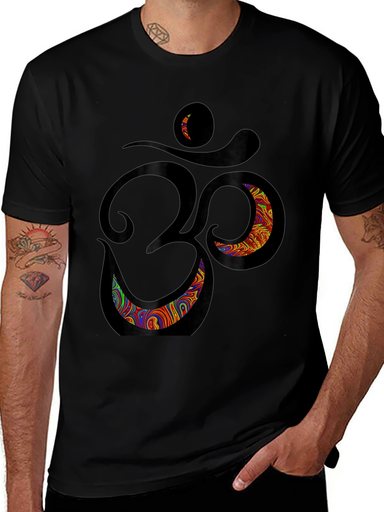 Om Psychedelic Graphic T-Shirt - Black