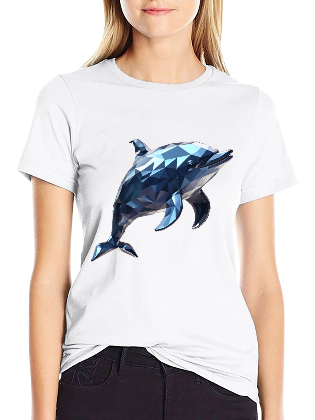 Geometric Dolphin Graphic T-Shirt - Modern Style