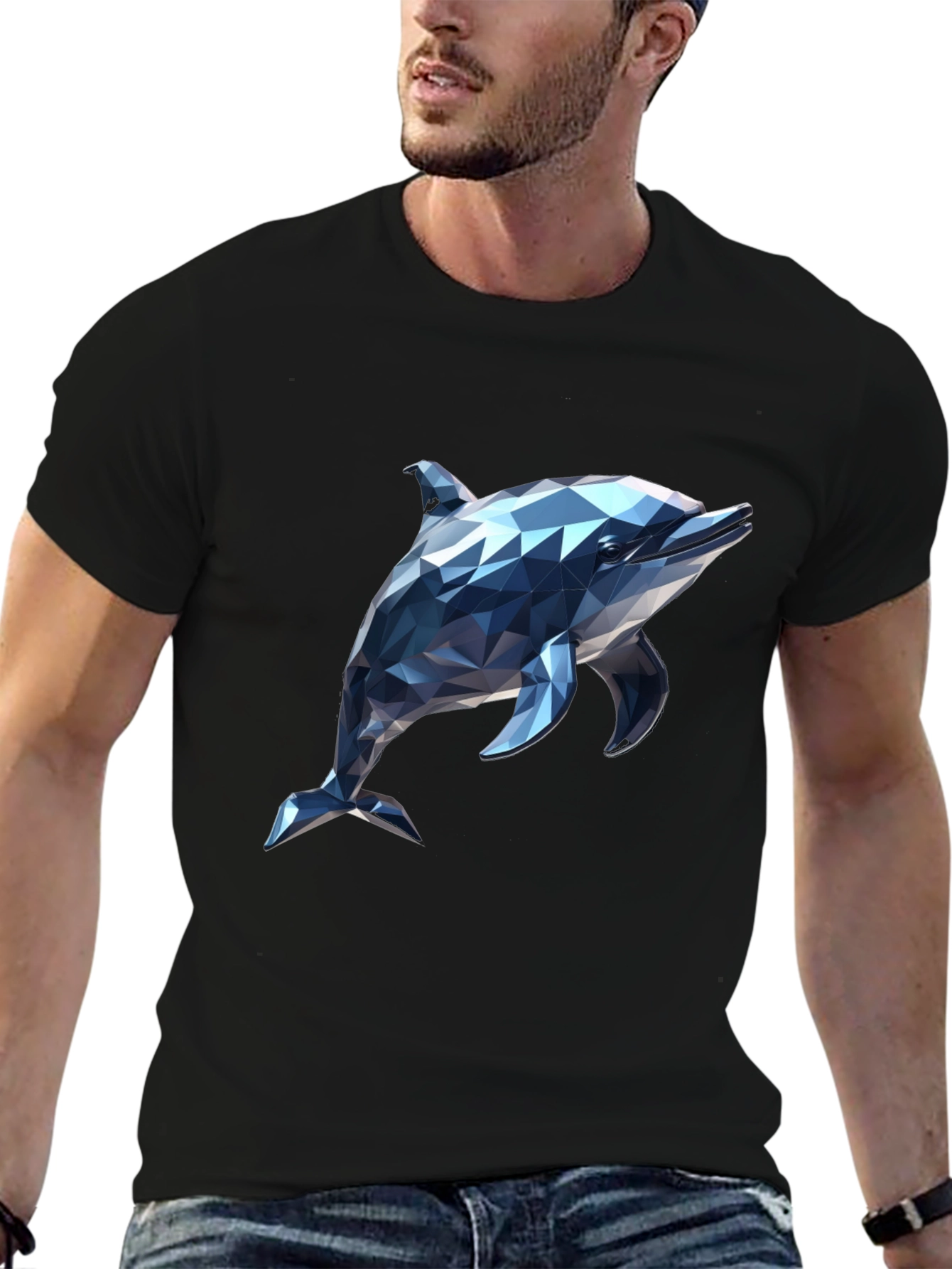 Geometric Dolphin Graphic T-Shirt - Modern Style