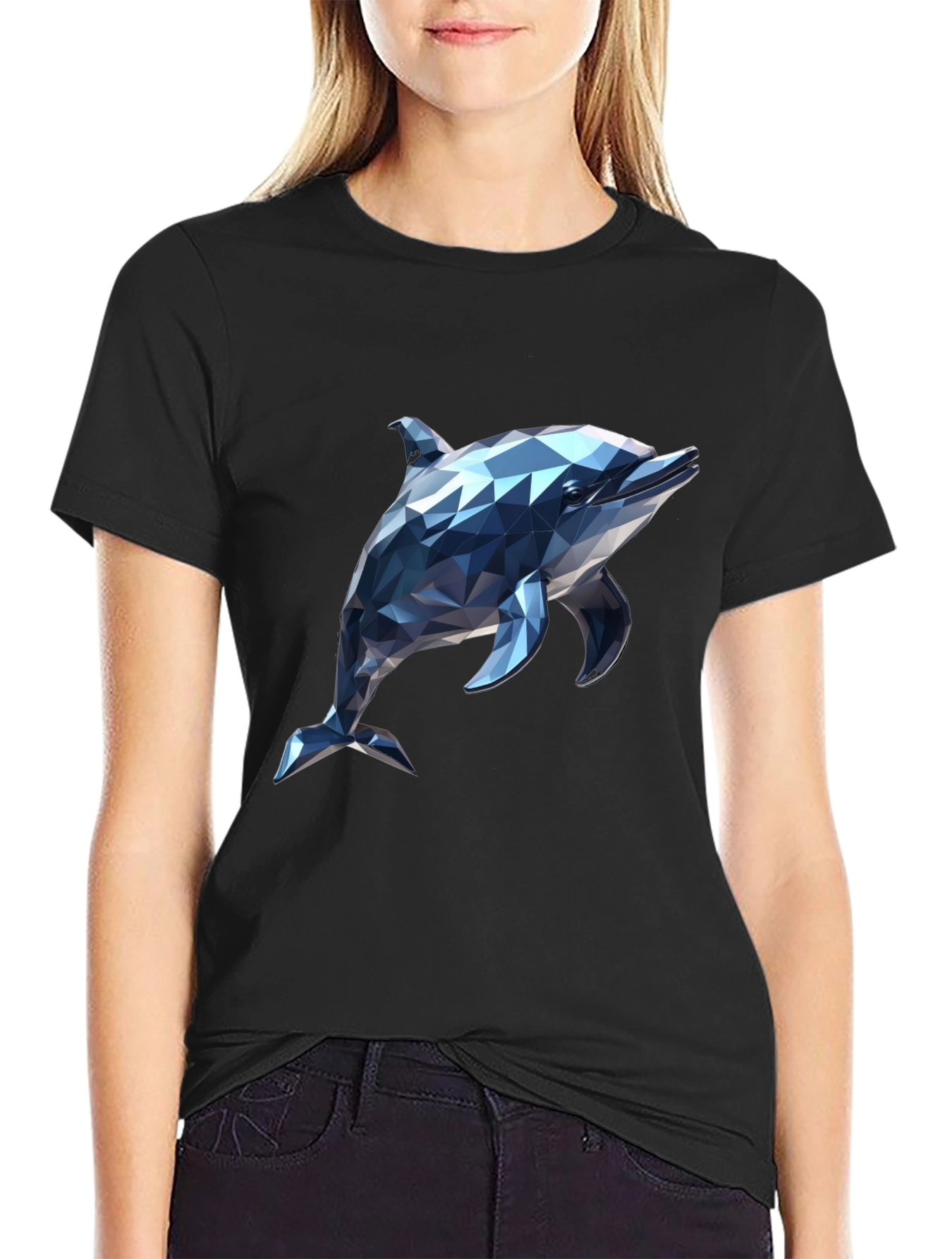 Geometric Dolphin Graphic T-Shirt - Modern Style