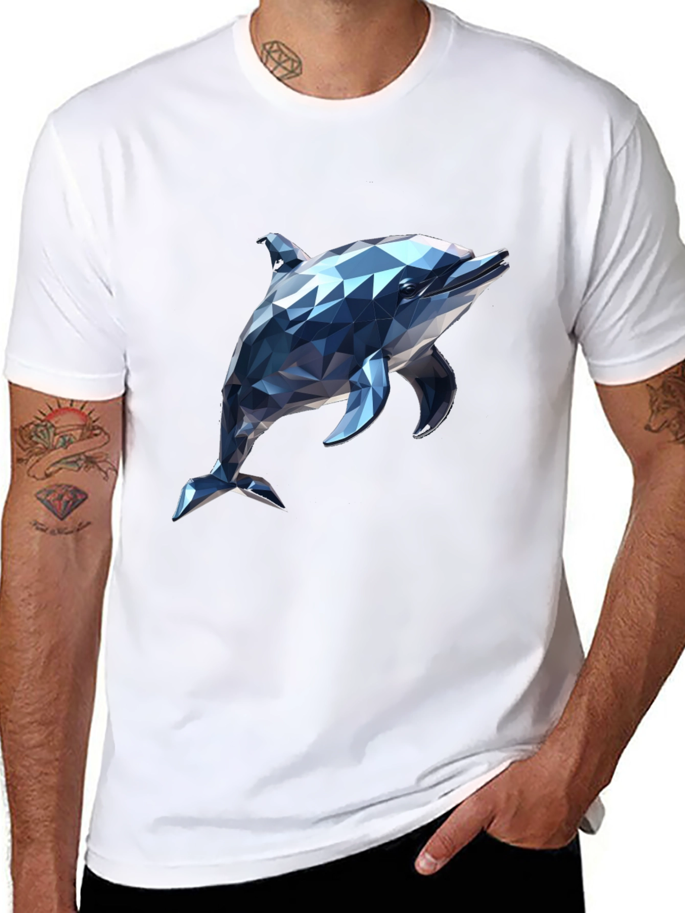 Geometric Dolphin Graphic T-Shirt - Modern Style