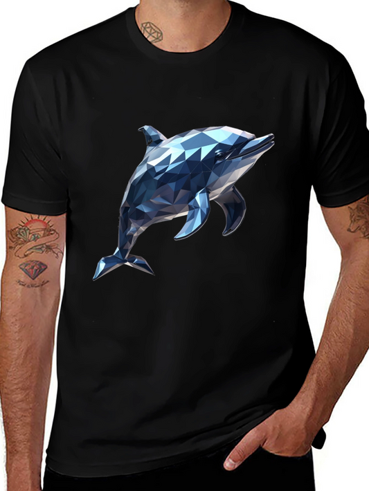 Geometric Dolphin Graphic T-Shirt - Modern Style