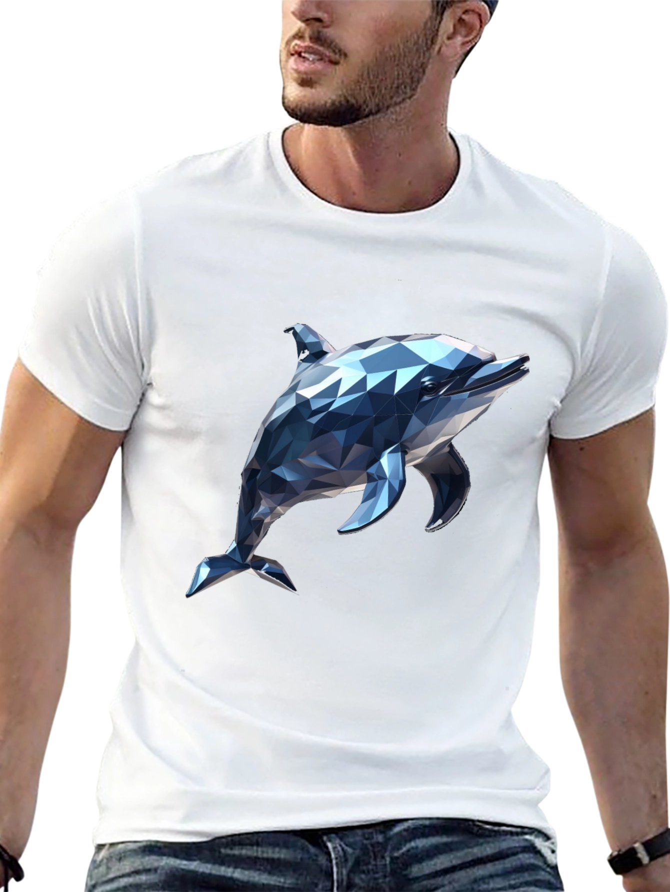 Geometric Dolphin Graphic T-Shirt - Modern Style