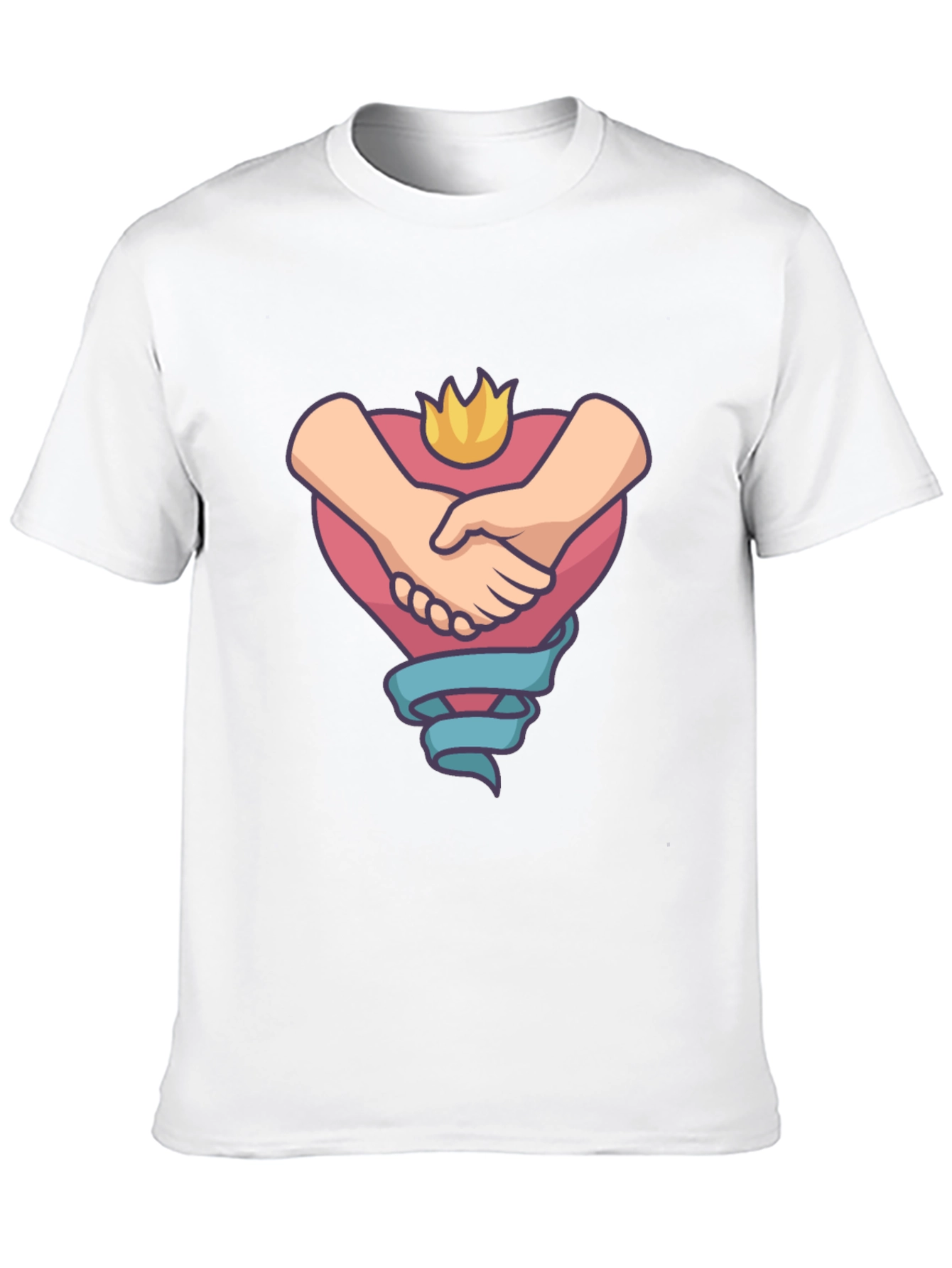Heartfelt Handshake Graphic Tee - Black Casual Shirt