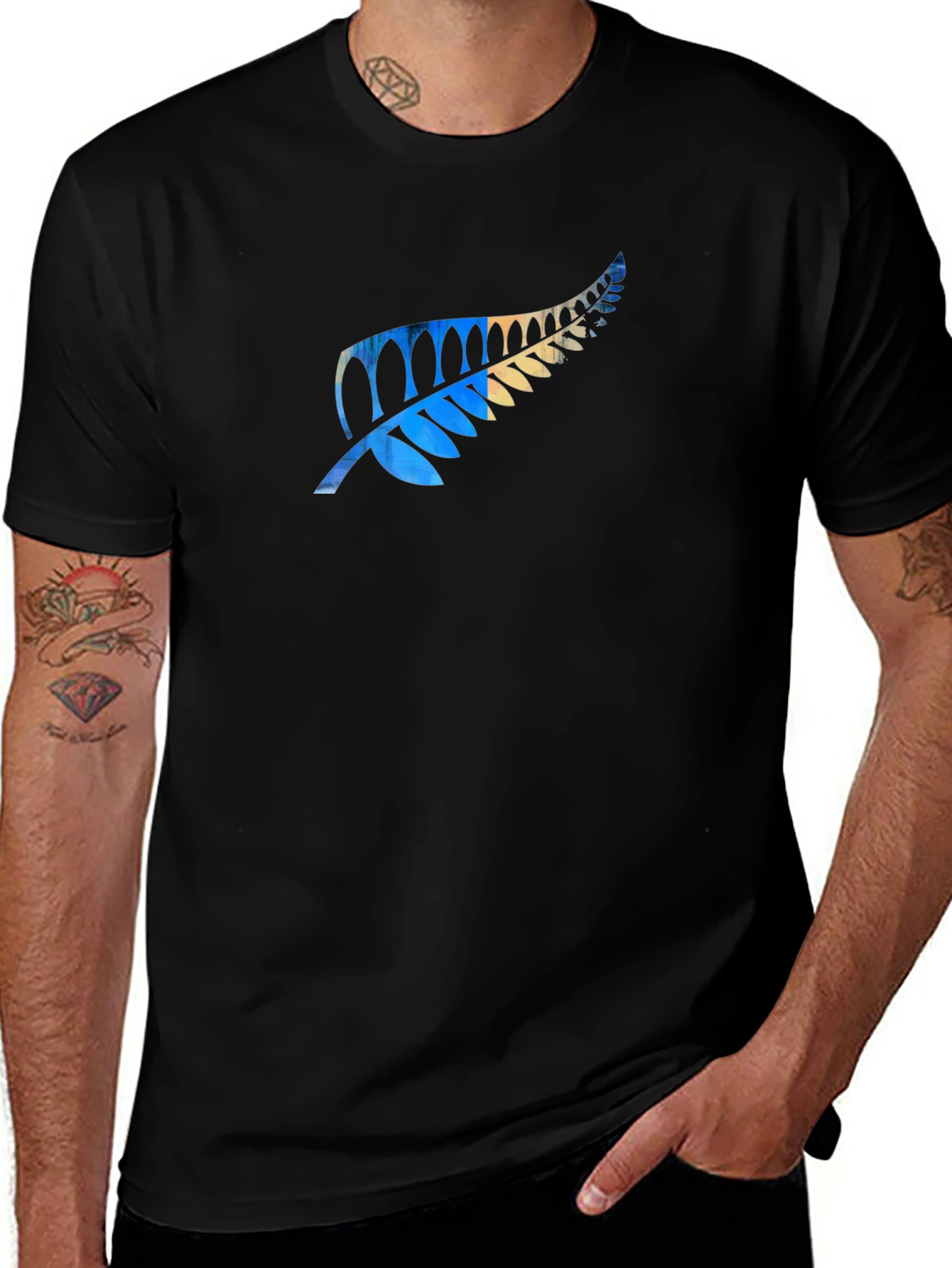 Fern Print Black T-Shirt